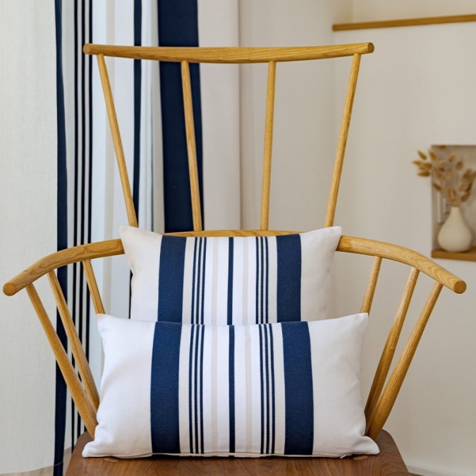 Housses de coussin de qualité à rayures bleues