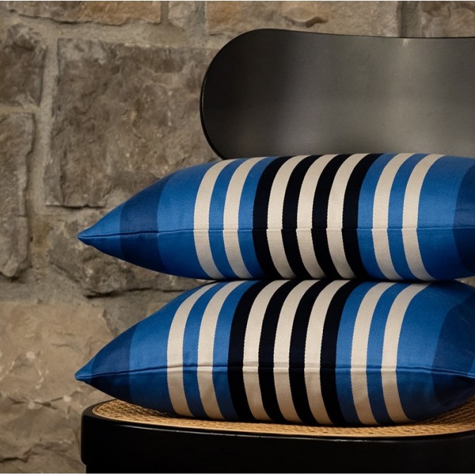 Cushion cover 100% satin cotton with blue and white stripes