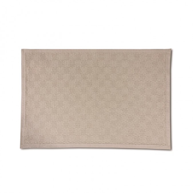 Tapis de bain beige avec motif tissé en relief  doux