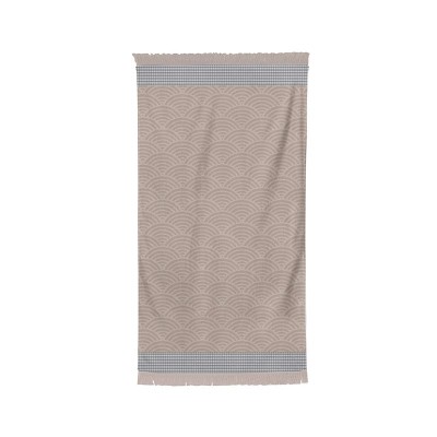 Drap de douche doux et sophistiqué beige rayé noir en coton