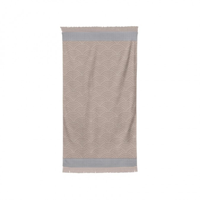 Elegant beige and black towel with woven stripes