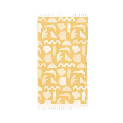 Fouta jaune haut de gamme à motif 100% coton