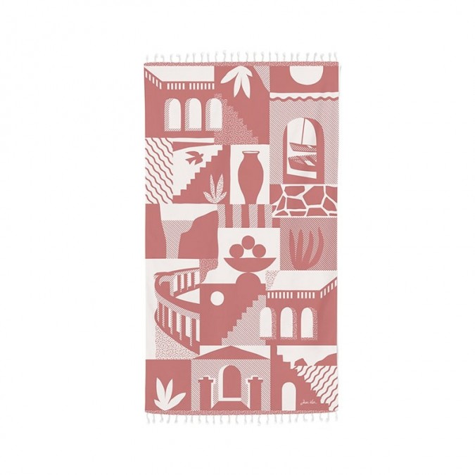 Rideau Bakea Terracotta en tissage Jacquard 100% coton de qualité