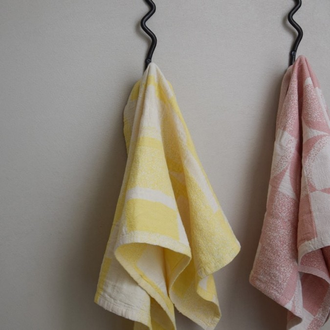 Trendy pastel yellow cotton wool hand towel