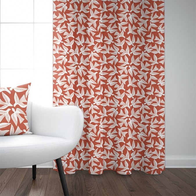 Rideau Bakea Terracotta en tissage Jacquard 100% coton de qualité