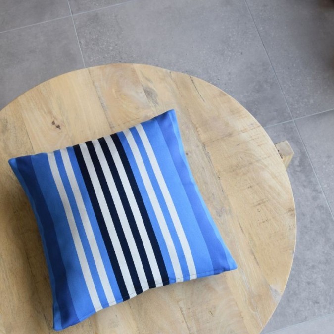 blue and white striped cushion cover