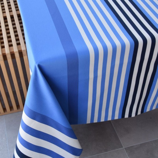 Premium blue and white cotton tablecloth