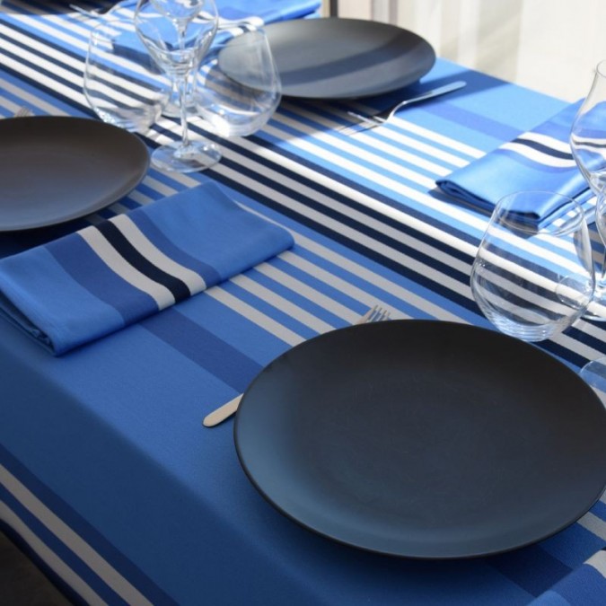 Nappe de table haut de gamme bleue et blanche