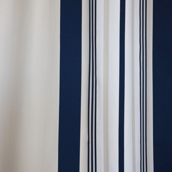 100% satin cotton curtain, blue with white stripes