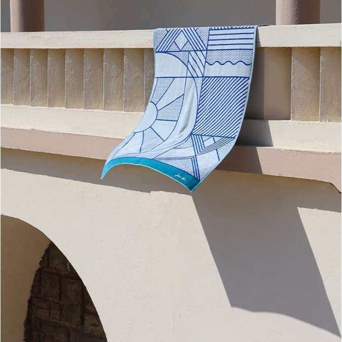 Blue beach towel 100% soft and absorbent  cotton