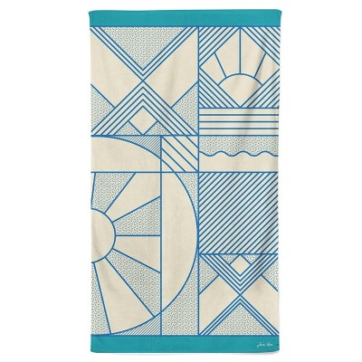 Blue Art Deco cotton beach towel