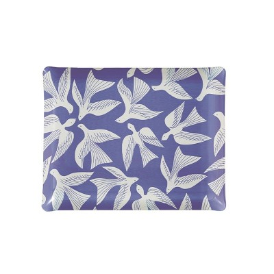 Blue decoration tray with white pattern