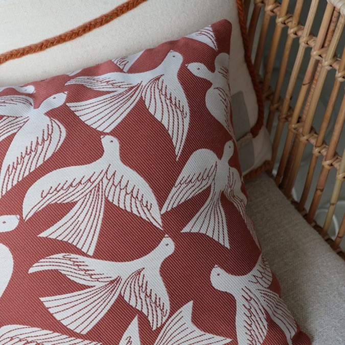 Terracotta cushion cover with trendy pattern