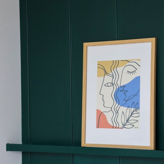 Affiche encadrée avec motif visage abstrait pastel