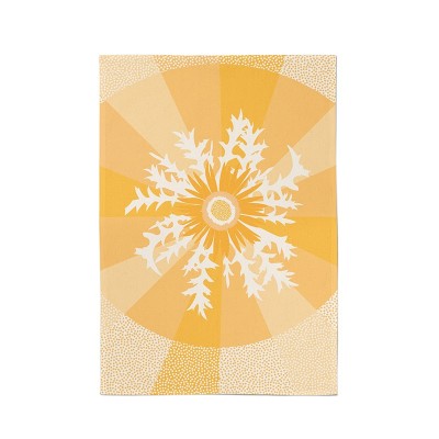 yellow kitchen towel with Basque sunflower motif