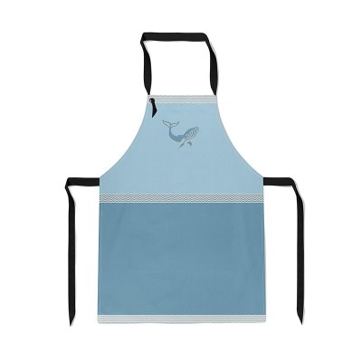 Tablier de cuisine bleu à motif baleine