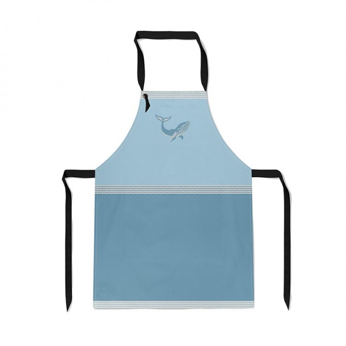 Blue kitchen apron with whale design