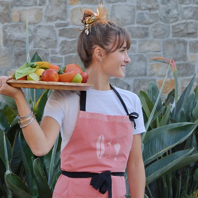 Orange apron with adjustable straps