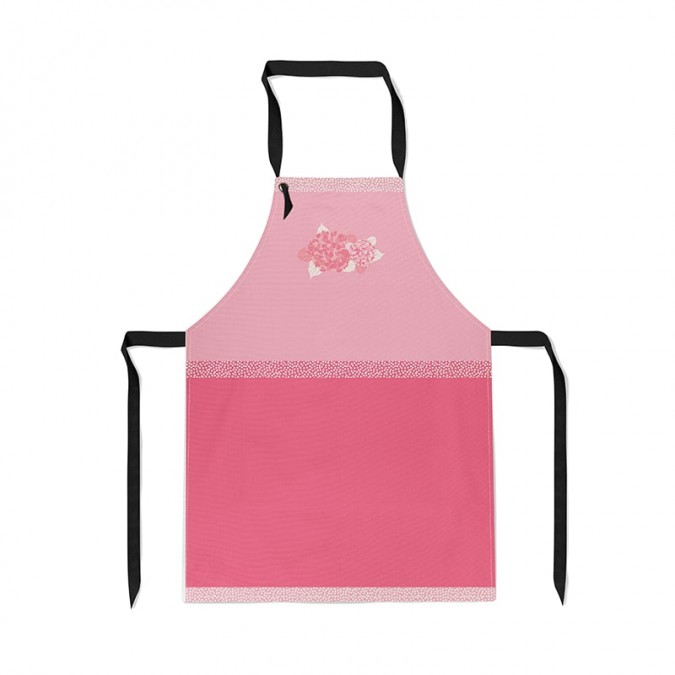 Pink kitchen apron with Basque flower motif