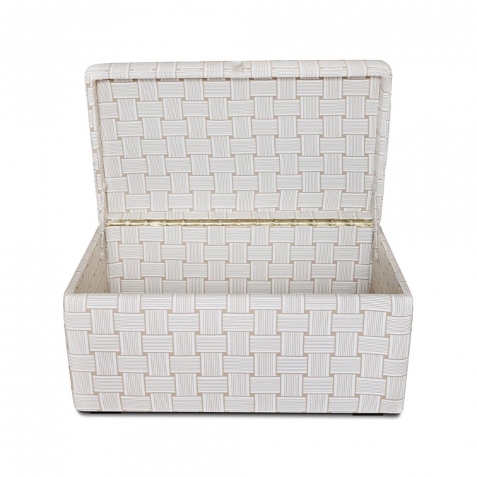 decorative storage box in bronze-coloured fabric