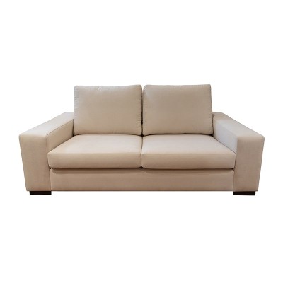 timelessly comfortable three-seater sofa in beige