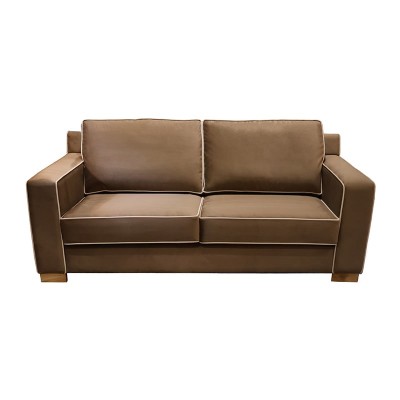 Confortable sofá color topo en tejido de alta calidad
