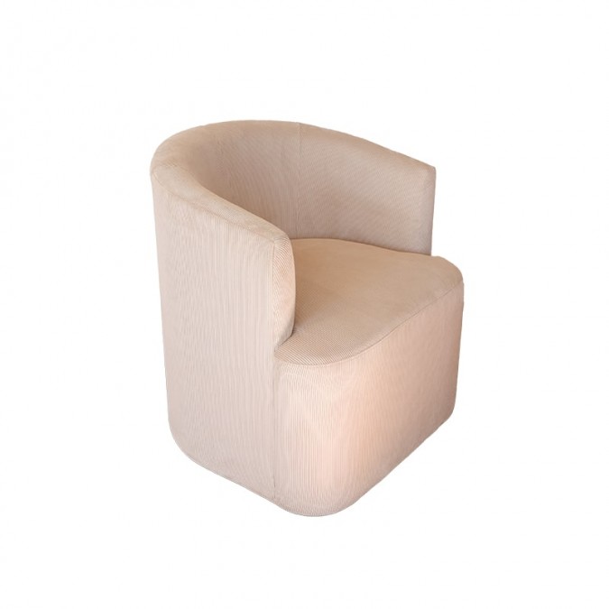 Fauteuil en velours côtelé beige écru tendance