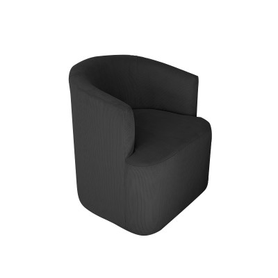 Fauteuil tendance en velours côtelé noir