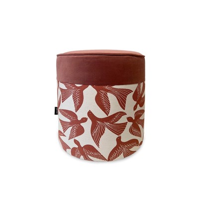 Top-of-the-range terracotta velvet pouffe