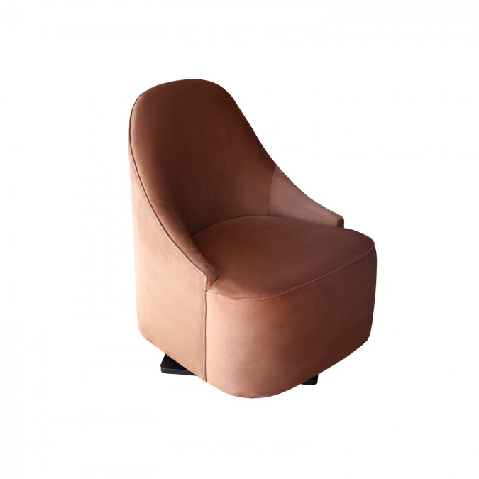 Fauteuil haut de gamme en velours couleur marron terre cuite