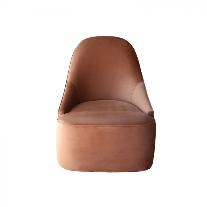 Fauteuil pivotant en velours marron terra cotta tendance