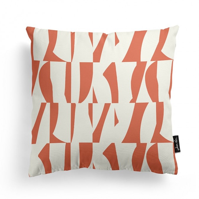 White and orange contemporary style square cushion cover