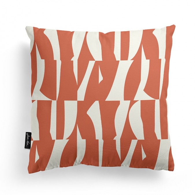 Housse de coussin carré orange et blanc à motifs tendances