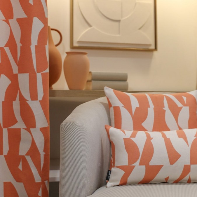 Housse de coussin élégante orange en tissage jacquard