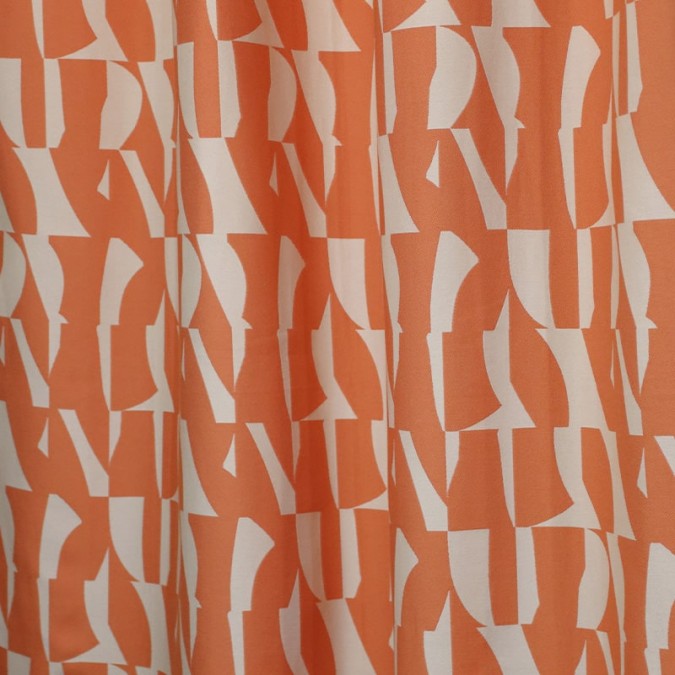 Trendy orange and white designer curtain in oeko-tex certified cotton