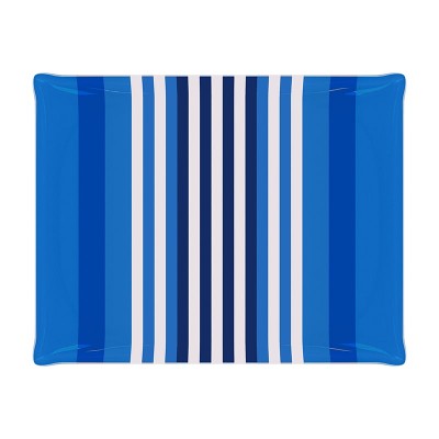Chic and contemporary blue-striped decorative tray