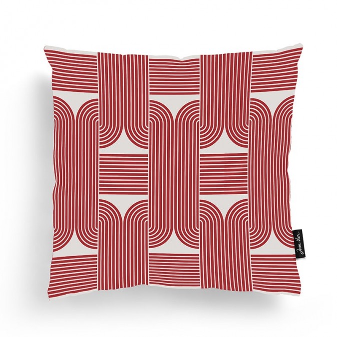 Housse de coussin réversible rouge à motif tendance