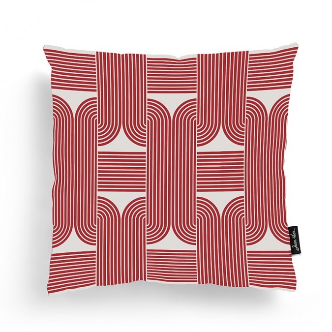Reversible cushion cover in red with trendy pattern