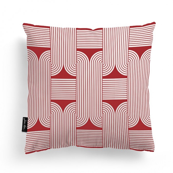 Chic contemporary design red and white cushion cover