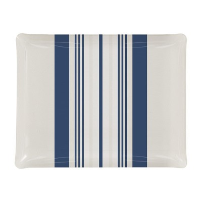 elegant beige tray with dark blue cotton stripes
