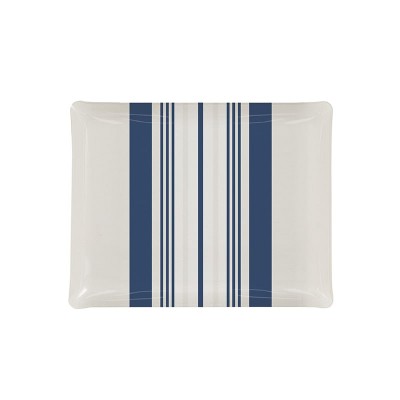 Decorative beige and blue kitchen tray with  stripes made in france