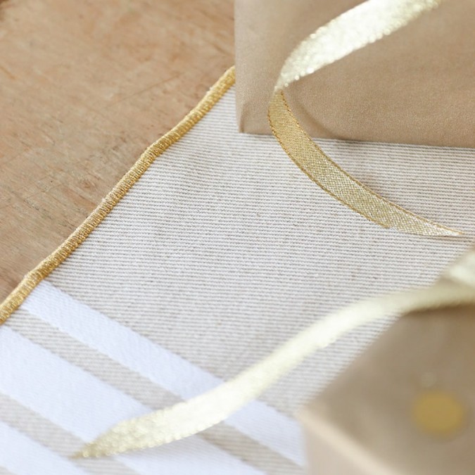 Beige and white striped Christmas tablecloth 100% high quality cotton