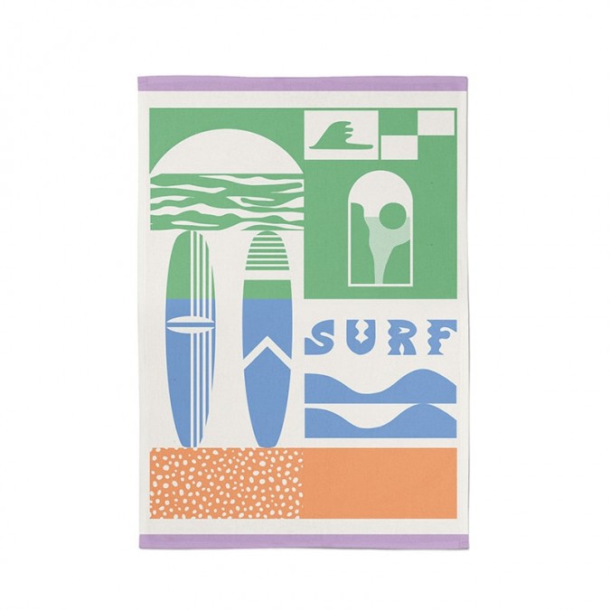 Kontatu Surfeko Pastel kitchen towel in Jacquard weave