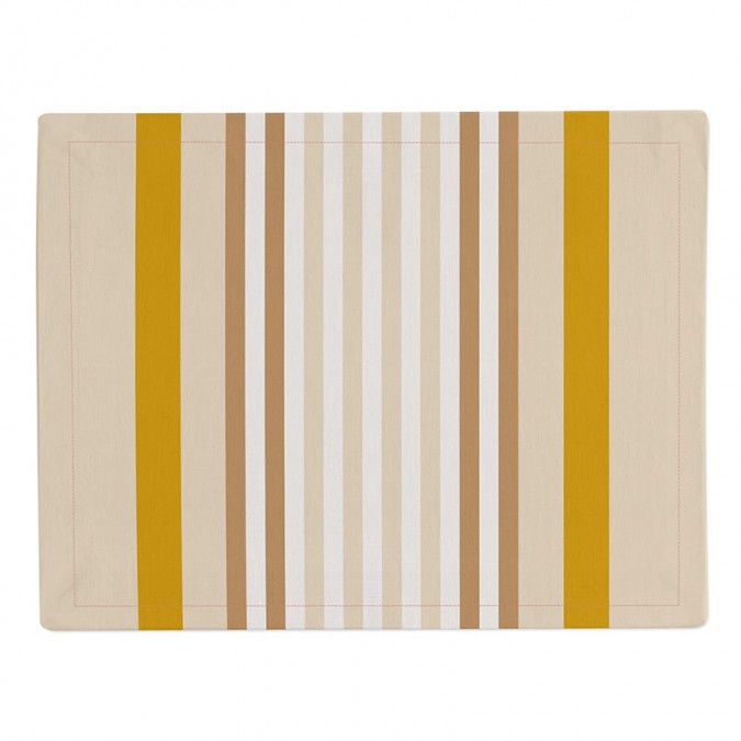 Beige and white striped place mat 100% cotton