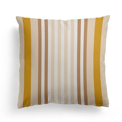 Square cushion cover with white, brown and beige stripes refined style