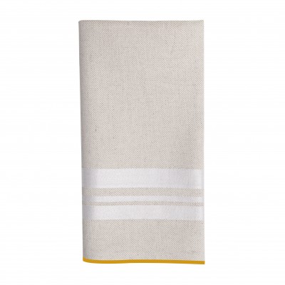 serviette de table élégante à rayures beige et blanc lin et coton haut de gamme