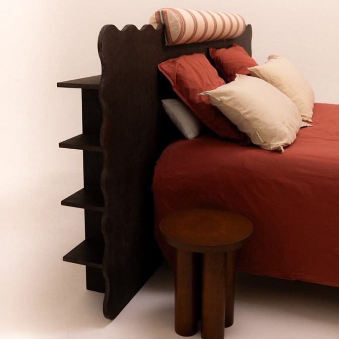 Customisable Ondo headboard 240x120 in dark solid wood