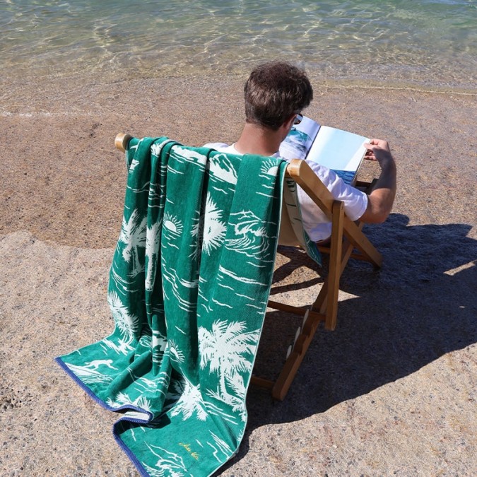 Drap de plage Vert 100% coton