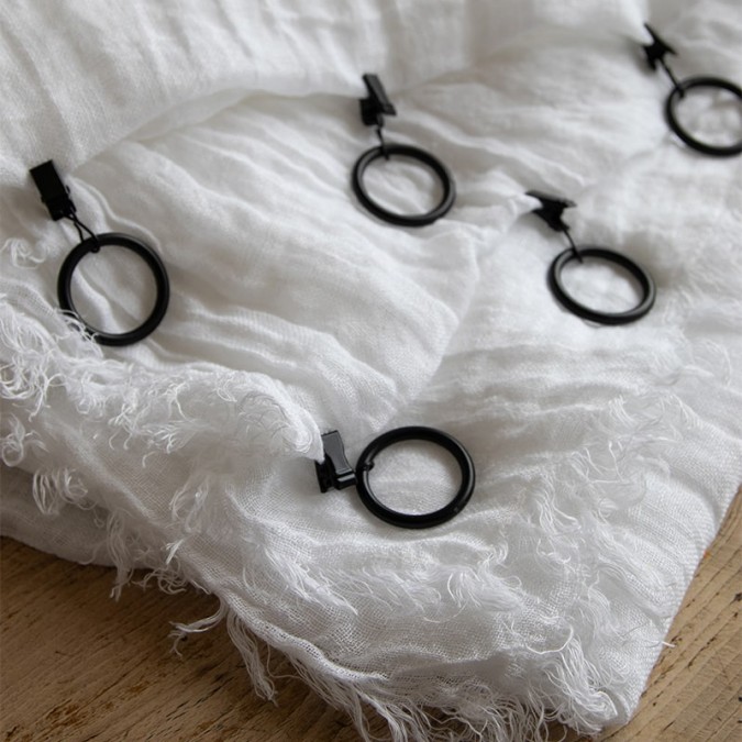 Vela Cortina de gasa de lino blanco con lienzo y anillas de clip