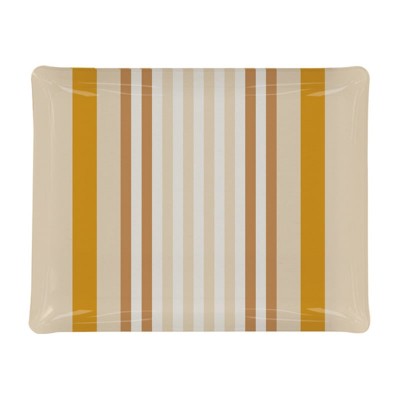 Decorative tray with yellow and beige stripes